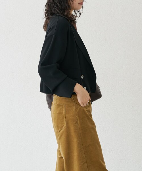 RIVE DROITE（リヴドロワ）の「【季節の変わり目に/接触冷感】ショートニットジャケット（テーラードジャケット・レディース・ブラック/ブラウン・FREE）」の8枚目の写真