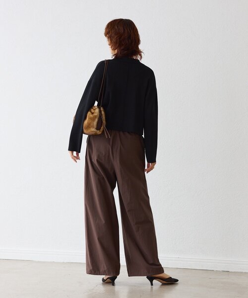 RIVE DROITE（リヴドロワ）の「【季節の変わり目に/接触冷感】ショートニットジャケット（テーラードジャケット・レディース・ブラック/ブラウン・FREE）」の15枚目の写真