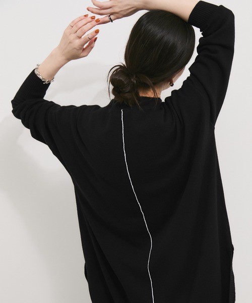 le cercle ADAM ET ROPE'(ルセルクルアダムエロペ)の「ウール混バックリンキングボトルネックニットプルオーバー(ニット/セーター・レディース・ホワイト系その他/グリーン/ブラック系その他/グレー・FREE)」の3枚目の写真