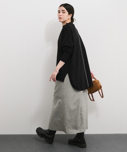 le cercle ADAM ET ROPE'(ルセルクルアダムエロペ)の「ウール混バックリンキングボトルネックニットプルオーバー(ニット/セーター・レディース・ホワイト系その他/グリーン/ブラック系その他/グレー・FREE)」の6枚目の写真