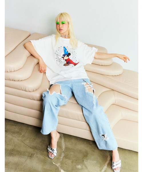 Little sunny bite(リトルサニーバイト)の「【8】【it】【little sunny bite Disney collection】 fantasia mickey mouse big tee(Tシャツ/カットソー・レディース・ホワイト・SMALL/MEDIUM)」の1枚目の写真