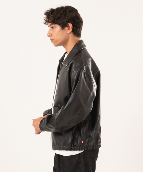 ジャケット・アウター Levi's PREMIUM BLACK LEATHER JACKET M Levi's/リーバイス PREMIUM BLACK FULLZIP SPORTS LEATHER