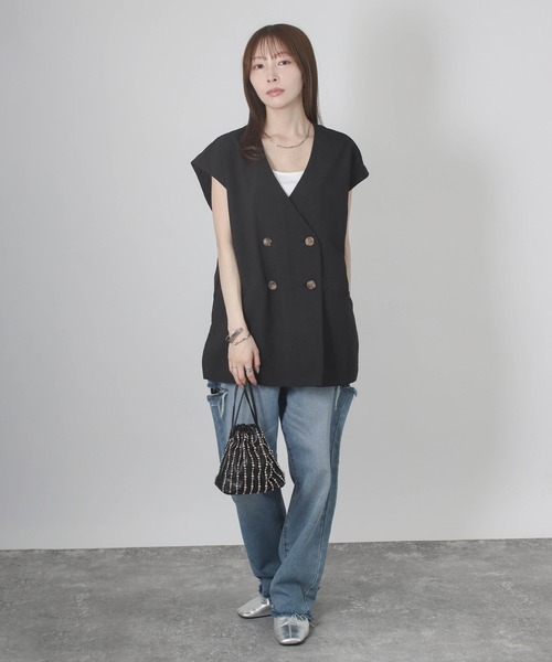 セール】フレンチスリーブジャケット（ノーカラージャケット