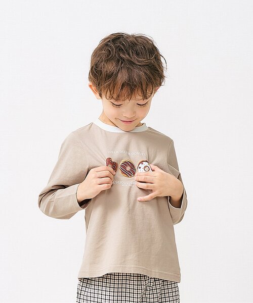 apres les cours（アプレレクール）の「【ジュニア対応】バラエティモチーフTシャツ/7days Style（Tシャツ/カットソー・キッズ・ベージュ/その他2/ラベンダー/グリーン/ピンク/レインボー/アイボリー/クリーム/グレー/ローズ・80/90/100/110/140/120/130）」の3枚目の写真