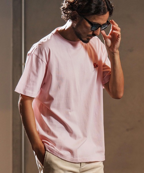 wjk reluxe(ダブルジェーケーリラックス)の「mt9881-heart balloon embroidery short sleeve cut sew Tシャツ(WR25W-32)(Tシャツ/カットソー・メンズ・ホワイト/ブラック/ライトピンク・XL/L/M/S)」の10枚目の写真