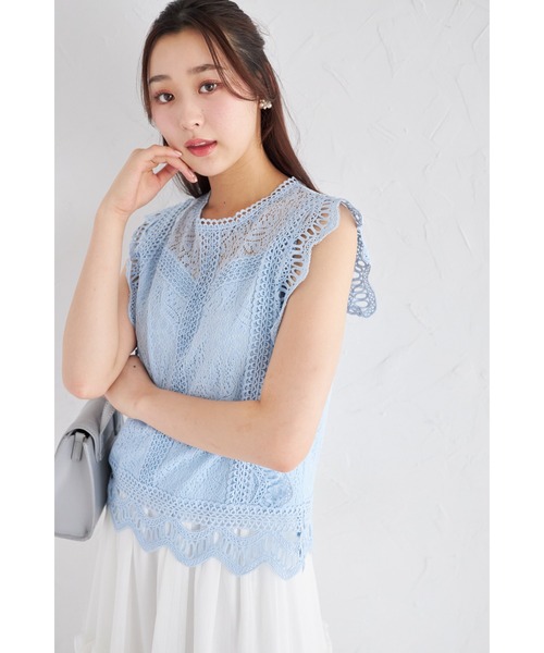 tocco closet(トッコ クローゼット)の「【ZOZO限定】ノースリーブ総レースブラウス(シャツ/ブラウス・レディース・ブルー/ホワイト/イエロー・M)」の2枚目の写真