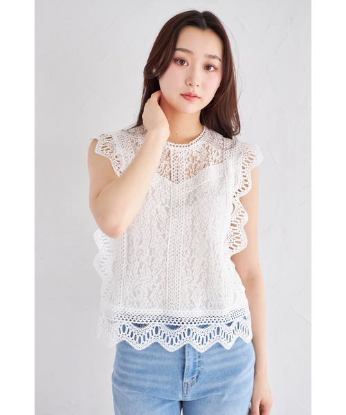 tocco closet(トッコ クローゼット)の「【ZOZO限定】ノースリーブ総レースブラウス(シャツ/ブラウス・レディース・ブルー/ホワイト/イエロー・M)」の5枚目の写真