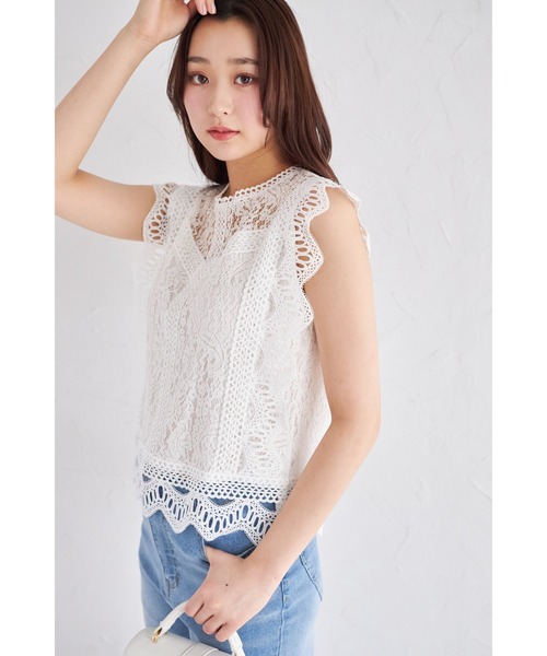 tocco closet(トッコ クローゼット)の「【ZOZO限定】ノースリーブ総レースブラウス(シャツ/ブラウス・レディース・ブルー/ホワイト/イエロー・M)」の7枚目の写真