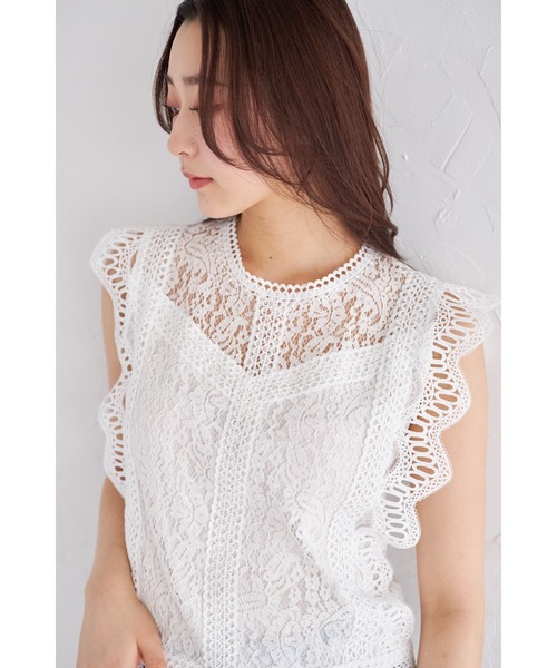 tocco closet(トッコ クローゼット)の「【ZOZO限定】ノースリーブ総レースブラウス(シャツ/ブラウス・レディース・ブルー/ホワイト/イエロー・M)」の6枚目の写真