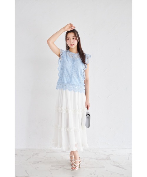 tocco closet(トッコ クローゼット)の「【ZOZO限定】ノースリーブ総レースブラウス(シャツ/ブラウス・レディース・ブルー/ホワイト/イエロー・M)」の9枚目の写真