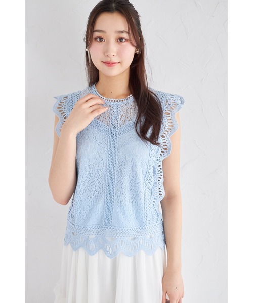 tocco closet(トッコ クローゼット)の「【ZOZO限定】ノースリーブ総レースブラウス(シャツ/ブラウス・レディース・ブルー/ホワイト/イエロー・M)」の10枚目の写真