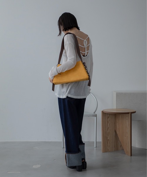 VACANCY（ヴァカンシー）の「サイドリボン配色ハンドバッグ（ハンドバッグ・レディース・ブラック/チャコールグレー/イエロー・FREE）」の7枚目の写真