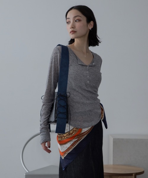 VACANCY（ヴァカンシー）の「サイドリボン配色ハンドバッグ（ハンドバッグ・レディース・ブラック/チャコールグレー/イエロー・FREE）」の20枚目の写真