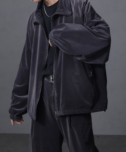  ベルベットオーバーサイズ トラックジャケット　ベロア　チャコール welise（ウェライズ）の「【welise/ウェライズ】ヴィンテージ