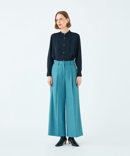 サラマリカ ピンタック ボリューム袖 くるみボタン ブラウス シャツ 青緑 楽天市場】サラマリカ Sara mallika COTTON PINTUCK LACE BLOUSE