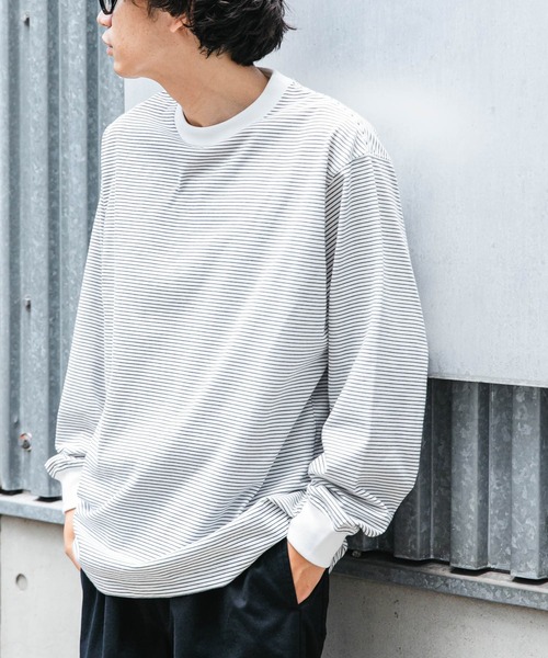 FORK&SPOON（フォークアンドスプーン）の「FORK&SPOON　プレーティングボーダーロングスリーブTシャツ（Tシャツ/カットソー・メンズ・ブラック系その他/グレー系その他/ホワイト系その他・4/5）」の2枚目の写真