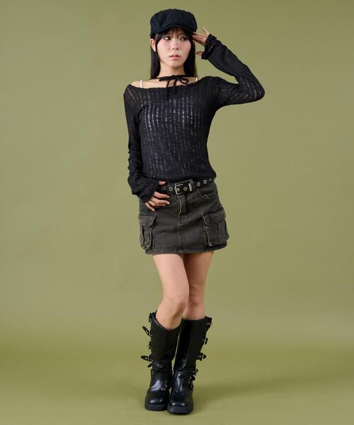 dispark(ディスパーク)の「DISPARK/チョーカーデザインニット(ニット/セーター・レディース・カーキ/ブラック/ホワイト・FREE)」の15枚目の写真