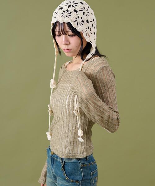 dispark(ディスパーク)の「DISPARK/チョーカーデザインニット(ニット/セーター・レディース・カーキ/ブラック/ホワイト・FREE)」の4枚目の写真