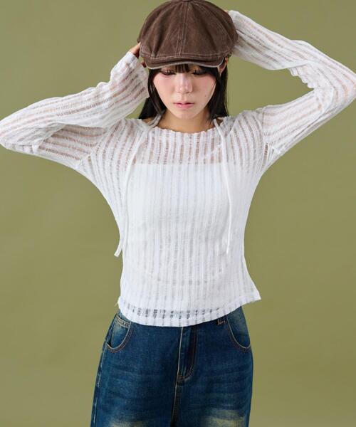 dispark(ディスパーク)の「DISPARK/チョーカーデザインニット(ニット/セーター・レディース・カーキ/ブラック/ホワイト・FREE)」の6枚目の写真