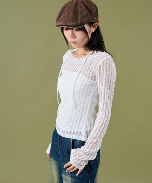 dispark(ディスパーク)の「DISPARK/チョーカーデザインニット(ニット/セーター・レディース・カーキ/ブラック/ホワイト・FREE)」の7枚目の写真