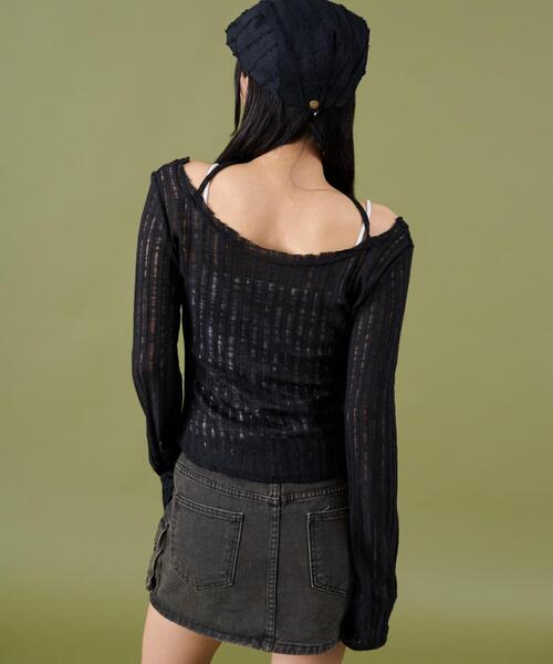 dispark(ディスパーク)の「DISPARK/チョーカーデザインニット(ニット/セーター・レディース・カーキ/ブラック/ホワイト・FREE)」の20枚目の写真