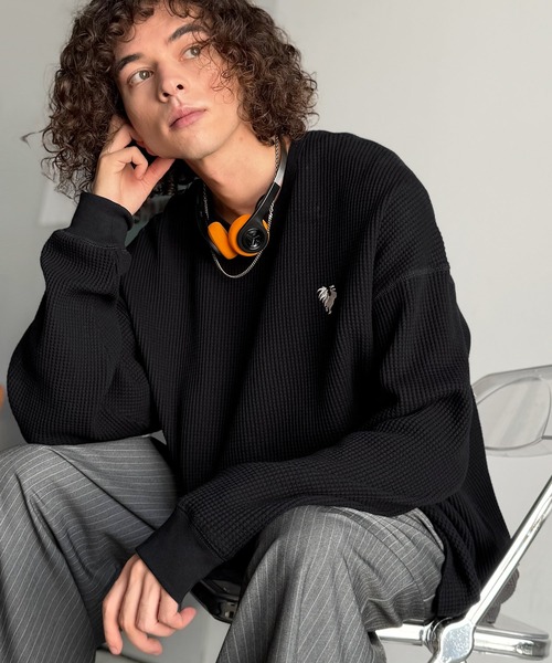 Classical Origin(クラシカルオリジン)の「「ヘビーウェイト一択。」綿100%ワッフルクルーネックビッグTシャツ/Cotton 100% Waffle Crew Neck Big T-Shirt(Tシャツ/カットソー・メンズ・ブラック/杢グレー/オートミール・SMALL/MEDIUM/LARGE)」の4枚目の写真