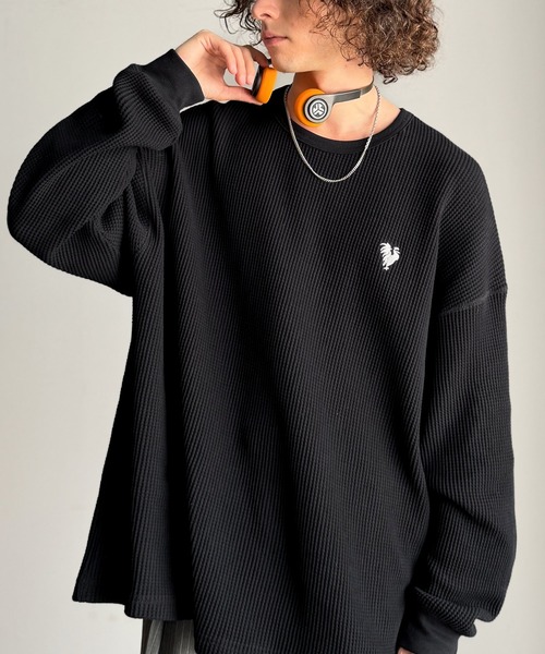 Classical Origin(クラシカルオリジン)の「「ヘビーウェイト一択。」綿100%ワッフルクルーネックビッグTシャツ/Cotton 100% Waffle Crew Neck Big T-Shirt(Tシャツ/カットソー・メンズ・ブラック/杢グレー/オートミール・SMALL/MEDIUM/LARGE)」の6枚目の写真
