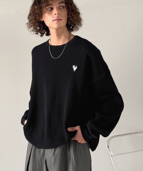 Classical Origin(クラシカルオリジン)の「「ヘビーウェイト一択。」綿100%ワッフルクルーネックビッグTシャツ/Cotton 100% Waffle Crew Neck Big T-Shirt(Tシャツ/カットソー・メンズ・ブラック/杢グレー/オートミール・SMALL/MEDIUM/LARGE)」の8枚目の写真