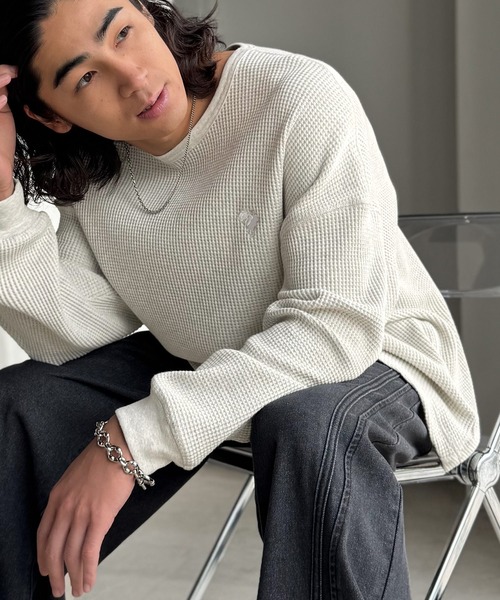 Classical Origin(クラシカルオリジン)の「「ヘビーウェイト一択。」綿100%ワッフルクルーネックビッグTシャツ/Cotton 100% Waffle Crew Neck Big T-Shirt(Tシャツ/カットソー・メンズ・ブラック/杢グレー/オートミール・SMALL/MEDIUM/LARGE)」の14枚目の写真
