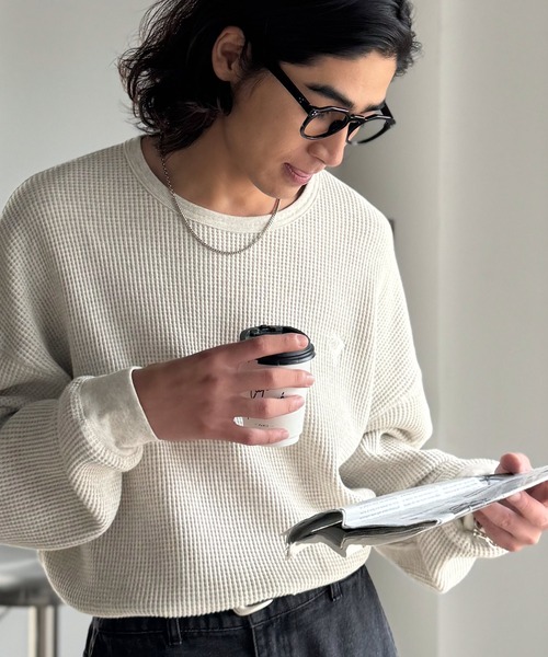 Classical Origin(クラシカルオリジン)の「「ヘビーウェイト一択。」綿100%ワッフルクルーネックビッグTシャツ/Cotton 100% Waffle Crew Neck Big T-Shirt(Tシャツ/カットソー・メンズ・ブラック/杢グレー/オートミール・SMALL/MEDIUM/LARGE)」の20枚目の写真