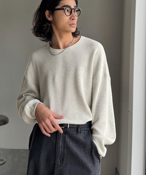 Classical Origin(クラシカルオリジン)の「「ヘビーウェイト一択。」綿100%ワッフルクルーネックビッグTシャツ/Cotton 100% Waffle Crew Neck Big T-Shirt(Tシャツ/カットソー・メンズ・ブラック/杢グレー/オートミール・SMALL/MEDIUM/LARGE)」の17枚目の写真