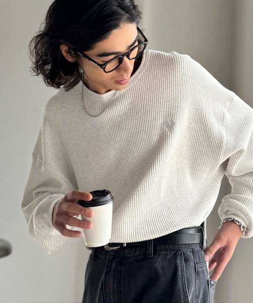 Classical Origin(クラシカルオリジン)の「「ヘビーウェイト一択。」綿100%ワッフルクルーネックビッグTシャツ/Cotton 100% Waffle Crew Neck Big T-Shirt(Tシャツ/カットソー・メンズ・ブラック/杢グレー/オートミール・SMALL/MEDIUM/LARGE)」の15枚目の写真