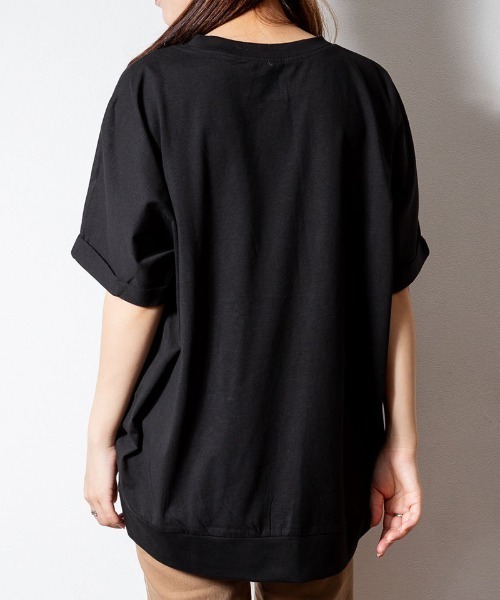 RCD(アールシーディー)の「ゆったりロールアップカットソー(Tシャツ/カットソー・レディース・杢グレー/カーキ/ブラック/オフホワイト・LL~3L/M-L)」の10枚目の写真