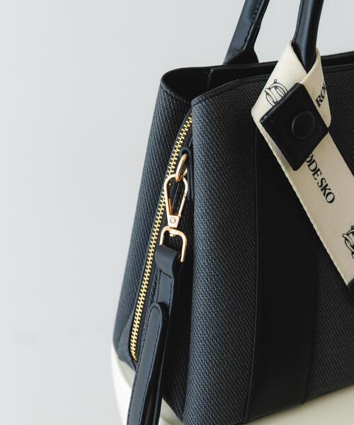 RODE SKO（ロデスコ）の「ロゴリボン付2WAYハンドバッグ（ハンドバッグ・レディース・ブラック/オフホワイト/ベージュ・ONE）」の13枚目の写真