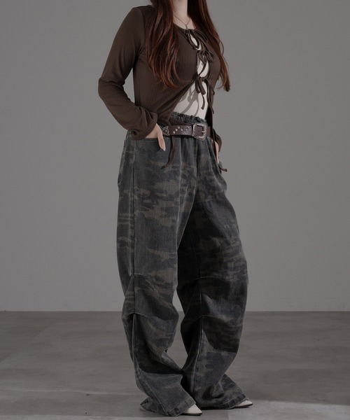 apres jour mignon（アプレジュールミニョン）の「フロントリボントップス【ZOZOTOWN限定アイテム】（Tシャツ/カットソー・レディース・ブラウン系その他/グレー/ネイビー・フリー/X-LARGE）」の5枚目の写真