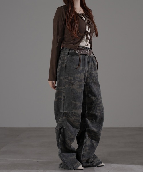 apres jour mignon（アプレジュールミニョン）の「フロントリボントップス【ZOZOTOWN限定アイテム】（Tシャツ/カットソー・レディース・ブラウン系その他/グレー/ネイビー・フリー/X-LARGE）」の16枚目の写真