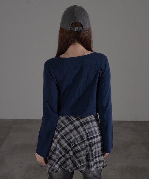 apres jour mignon（アプレジュールミニョン）の「フロントリボントップス【ZOZOTOWN限定アイテム】（Tシャツ/カットソー・レディース・ブラウン系その他/グレー/ネイビー・フリー/X-LARGE）」の20枚目の写真
