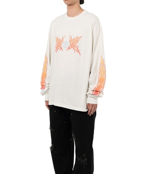 KAMIYA（カミヤ）の「"Skull Flame" Distressed L/S T-shirt（Tシャツ/カットソー・メンズ・ブラック/ホワイト/ブラウン・M/L/S）」の6枚目の写真