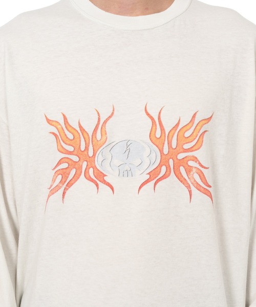 KAMIYA（カミヤ）の「"Skull Flame" Distressed L/S T-shirt（Tシャツ/カットソー・メンズ・ブラック/ホワイト/ブラウン・M/L/S）」の8枚目の写真