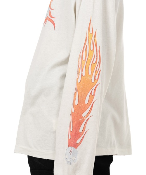 KAMIYA（カミヤ）の「"Skull Flame" Distressed L/S T-shirt（Tシャツ/カットソー・メンズ・ブラック/ホワイト/ブラウン・M/L/S）」の9枚目の写真
