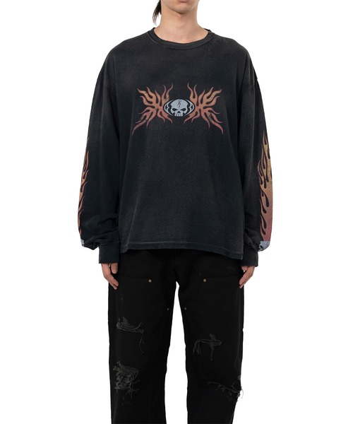 KAMIYA（カミヤ）の「"Skull Flame" Distressed L/S T-shirt（Tシャツ/カットソー・メンズ・ブラック/ホワイト/ブラウン・M/L/S）」の12枚目の写真