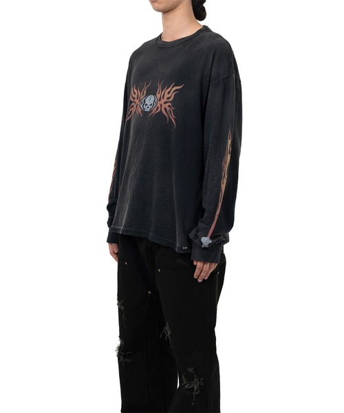 KAMIYA（カミヤ）の「"Skull Flame" Distressed L/S T-shirt（Tシャツ/カットソー・メンズ・ブラック/ホワイト/ブラウン・M/L/S）」の13枚目の写真