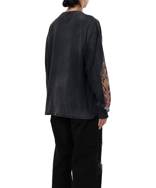 KAMIYA（カミヤ）の「"Skull Flame" Distressed L/S T-shirt（Tシャツ/カットソー・メンズ・ブラック/ホワイト/ブラウン・M/L/S）」の14枚目の写真