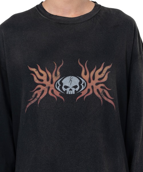 KAMIYA（カミヤ）の「"Skull Flame" Distressed L/S T-shirt（Tシャツ/カットソー・メンズ・ブラック/ホワイト/ブラウン・M/L/S）」の15枚目の写真