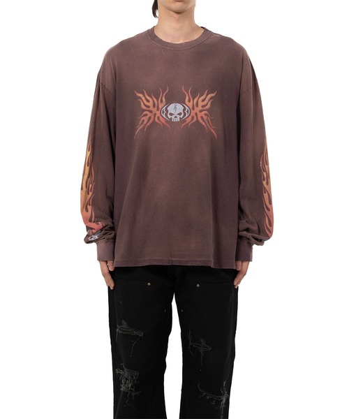 KAMIYA（カミヤ）の「"Skull Flame" Distressed L/S T-shirt（Tシャツ/カットソー・メンズ・ブラック/ホワイト/ブラウン・M/L/S）」の19枚目の写真