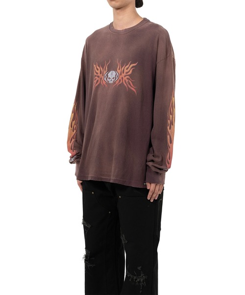 KAMIYA（カミヤ）の「"Skull Flame" Distressed L/S T-shirt（Tシャツ/カットソー・メンズ・ブラック/ホワイト/ブラウン・M/L/S）」の20枚目の写真