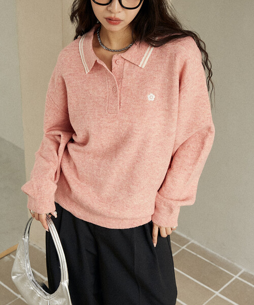 MARY QUANT × PUBLUX/マリークワント 襟ライン ワンポイント刺繍