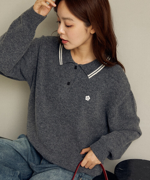 MARY QUANT × PUBLUX/マリークワント 襟ライン ワンポイント刺繍