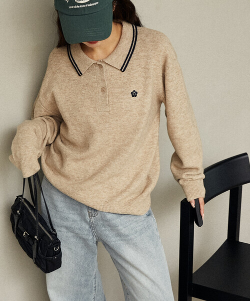 MARY QUANT × PUBLUX/マリークワント 襟ライン ワンポイント刺繍