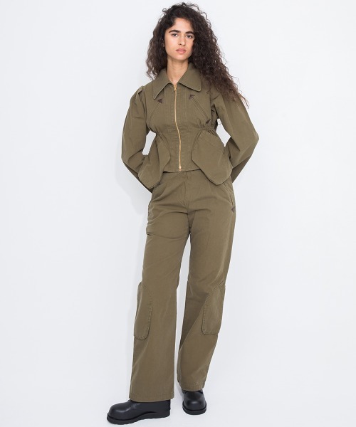 leinwande(ラインヴァンド)の「Patched Pocket Organic Cotton Trousers / パッチドポケットオーガニックコットントラウザー(カーゴパンツ・レディース・カーキ・MEDIUM/SMALL)」の2枚目の写真